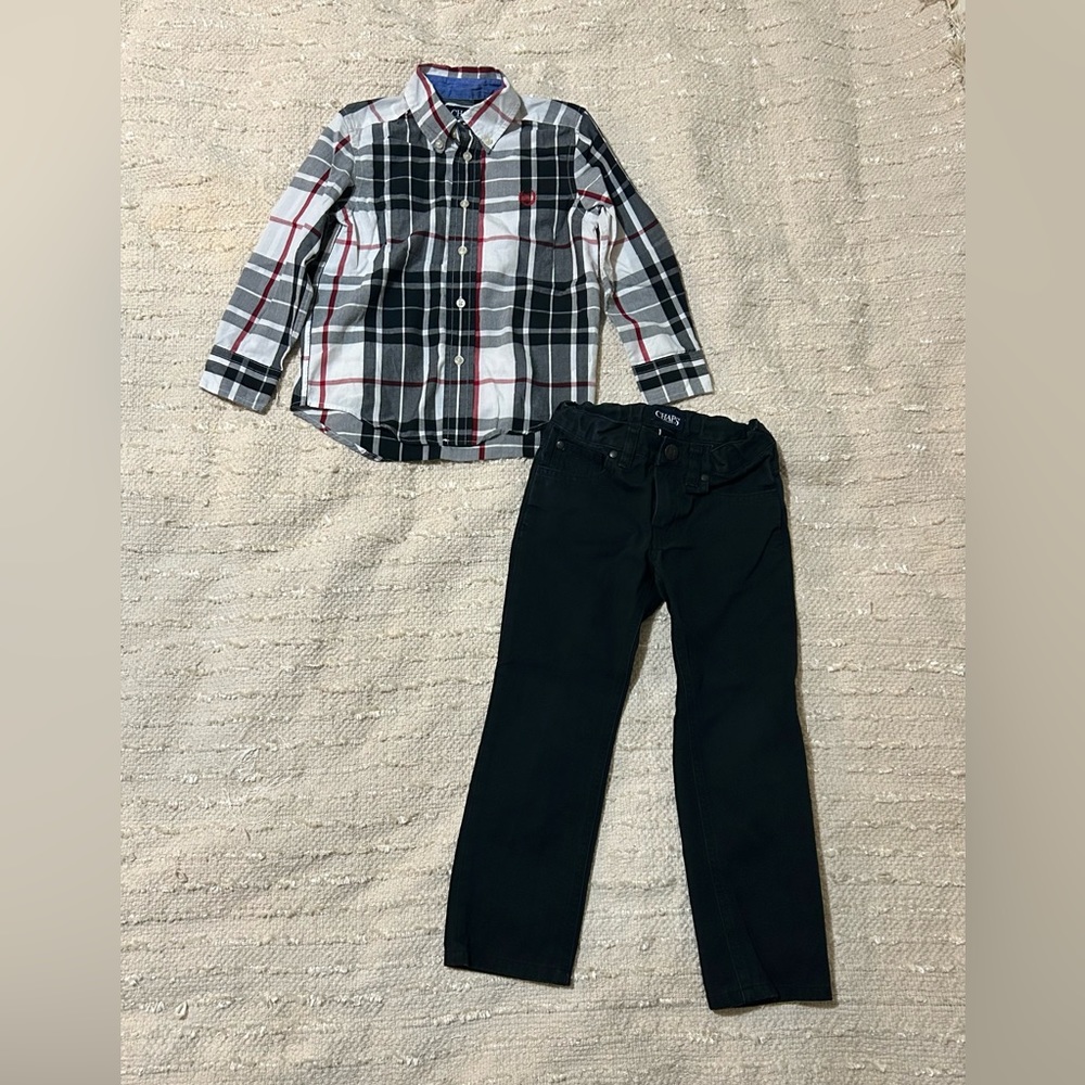 Boys Chaps Dress Shirt and Pants Outfit- Size 4/4t